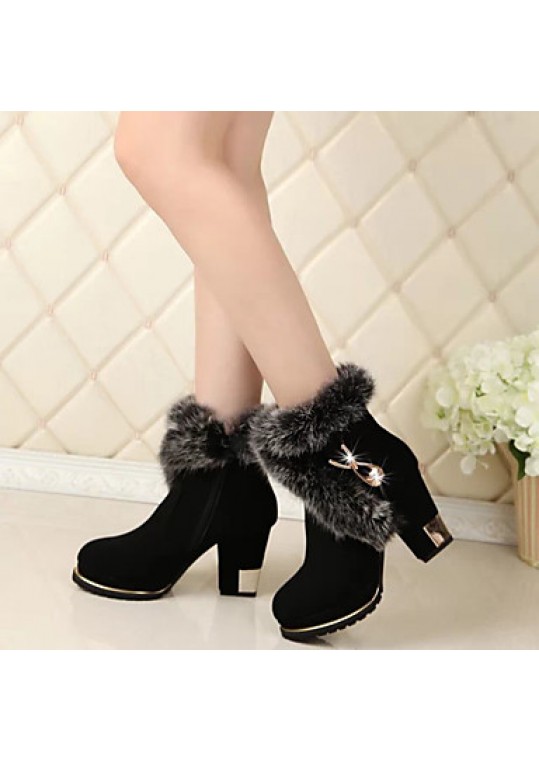 Women's Boots Fall / Winter Snow Boots / Fashion Boots Leather Outdoor / Casual Chunky Heel Zipper