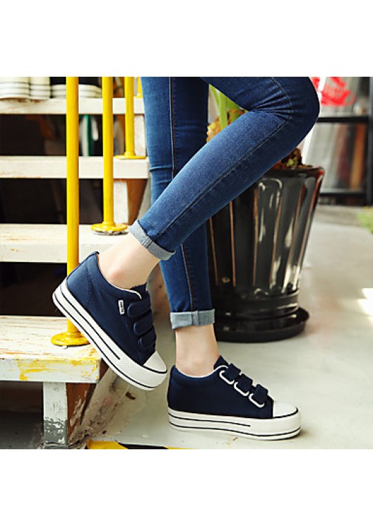 Women's Sneakers/ Comfort/Flats Canvas Athletic/Casual Flat Heel Lace-up Black/Blue/White Walking