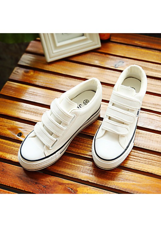 Women's Sneakers/ Comfort/Flats Canvas Athletic/Casual Flat Heel Lace-up Black/Blue/White Walking