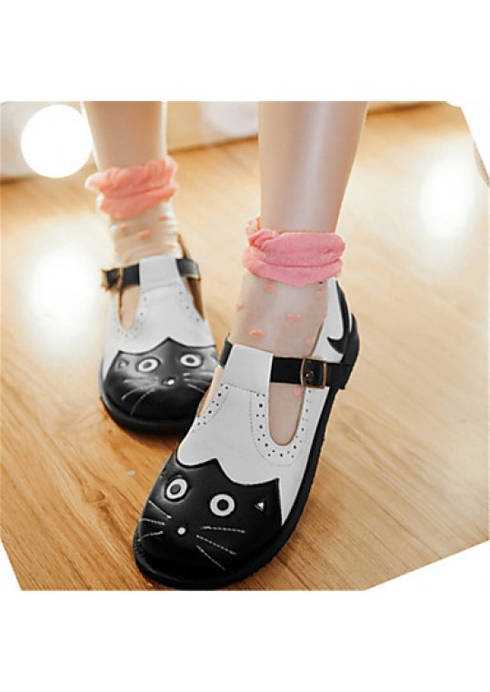 Women's Spring / Summer / Fall / Winter Round Toe Leatherette Outdoor / Dress / Casual Flat Heel Black