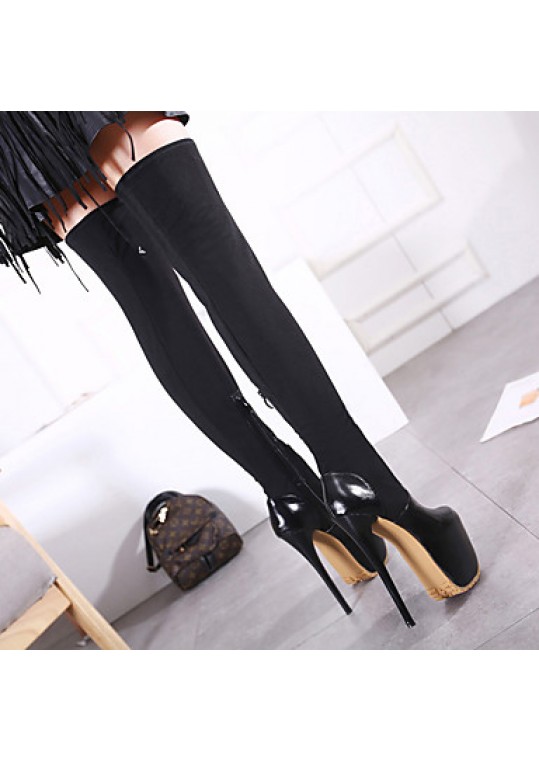 Women's Boots Spring/Fall /Winter Fashion Boots Synthetic Party & Evening / Casual Stiletto Heel Black Snow Boots