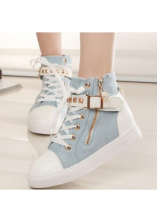 Women's Spring / Fall Canvas Casual Flat Heel Buckle / Zipper / Lace-up Black / Blue / White