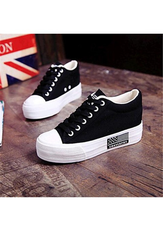 Women's Shoes Canvas Platform Comfort Fashion Sneakers Outdoor / Casual Black / Blue / Red / White