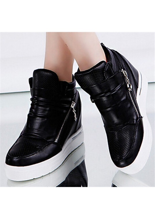 Women's ShoesFlat Heel Round Toe Fashion Sneakers Casual Black/White/Silver