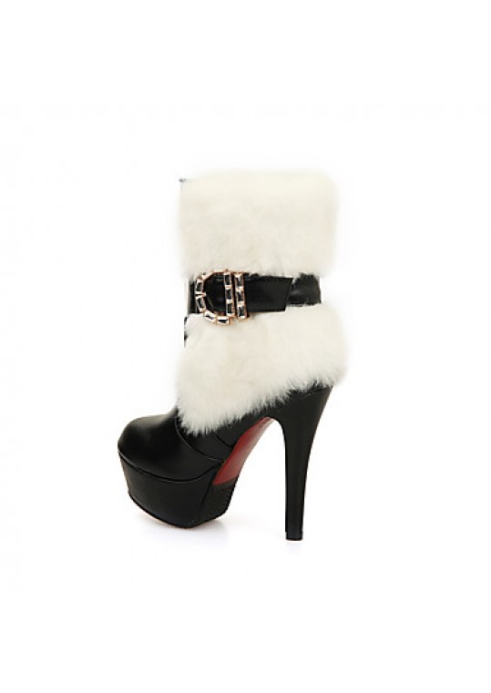 Women's Boots Fall / Winter Fashion BootsCasual Stiletto Heel Fur Black / White Others