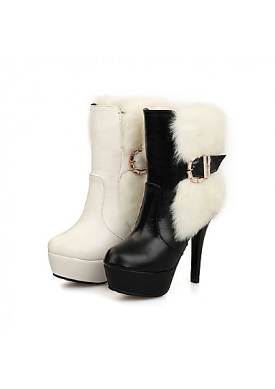 Women's Boots Fall / Winter Fashion BootsCasual Stiletto Heel Fur Black / White Others