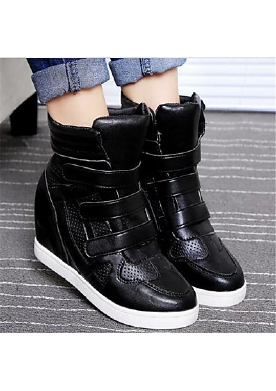 Women's Sneakers Spring / Fall Wedges Leatherette Outdoor / Casual Wedge Heel Buckle Black / White Others