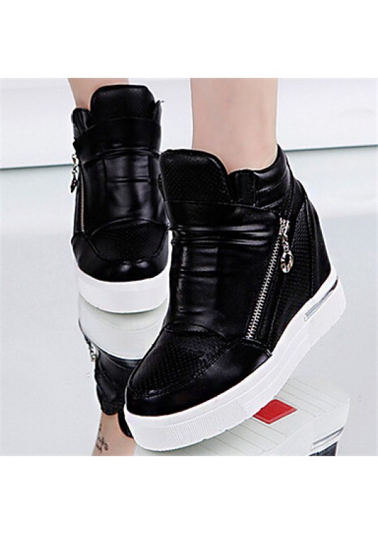 Women's ShoesFlat Heel Round Toe Fashion Sneakers Casual Black/White/Silver