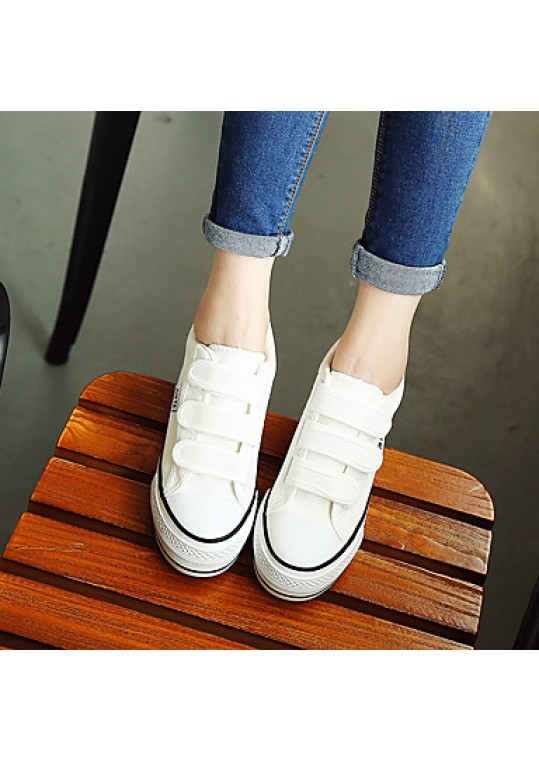 Women's Sneakers/ Comfort/Flats Canvas Athletic/Casual Flat Heel Lace-up Black/Blue/White Walking