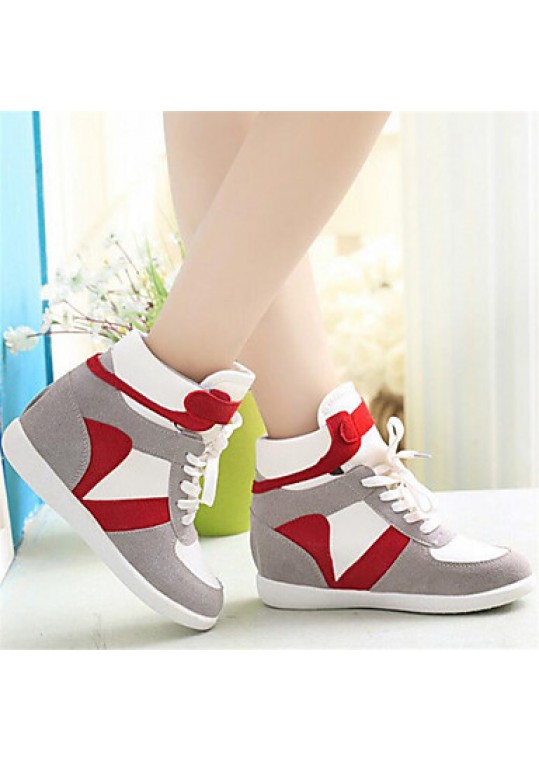 Women's Sneakers Spring / Fall Wedges Canvas Outdoor / Casual Wedge Heel Lace-up Black / Gray Others