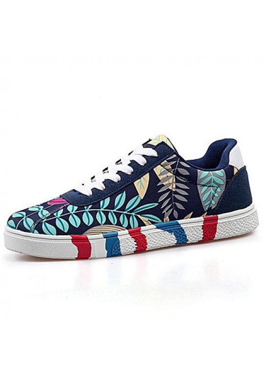 Women's Sneakers Spring / Fall Comfort Canvas Outdoor / Athletic / Casual Flat Heel Lace-up Black / Blue / Red Sneaker