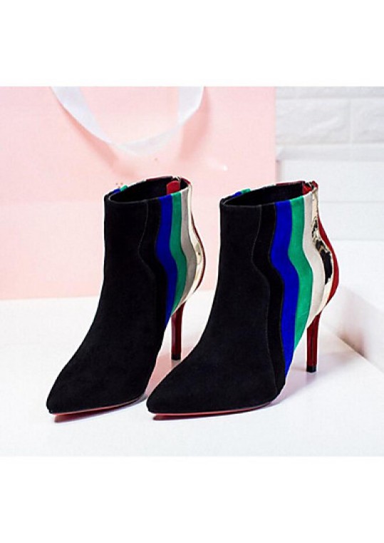 Women's Boots Fall / Winter Fashion Boots Suede Outdoor Stiletto Heel Split Joint Black Others