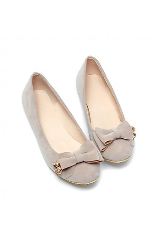 Women's Spring / Summer / Fall / Winter Ballerina Fleece Office & Career / Dress / Casual Flat Heel Bowknot Brown / Green / Red / Beige