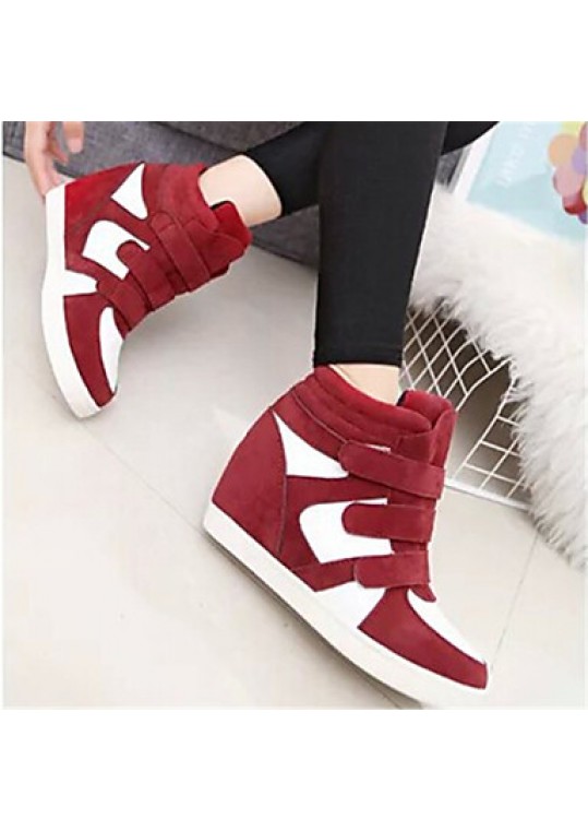 Women's Spring / Fall Wedges Fleece Outdoor / Casual Wedge Heel Buckle Black / Red