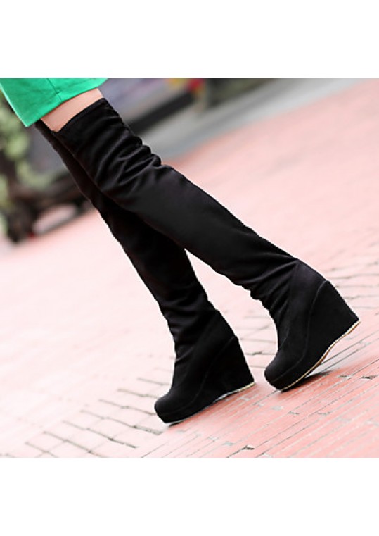 Women's Boots Spring / Fall / Winter Wedges / Fashion Boots Leatherette Outdoor / Casual Wedge Heel / Blue