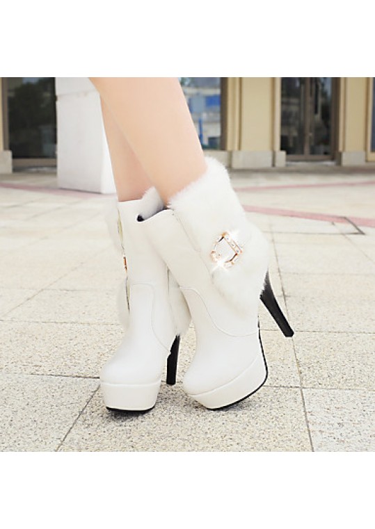 Women's Boots Fall / Winter Fashion BootsCasual Stiletto Heel Fur Black / White Others