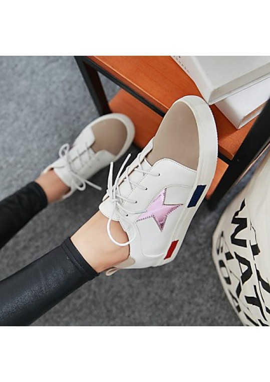 Women's Shoes Spring / Fall Wedges / Platform / Flats Flats Platform Lace-up Pink / Red / Silver/2-5