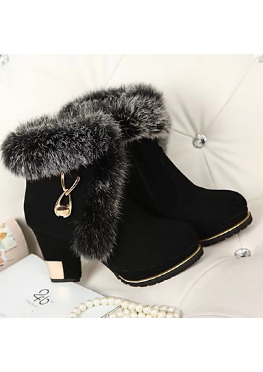 Women's Boots Fall / Winter Snow Boots / Fashion Boots Leather Outdoor / Casual Chunky Heel Zipper