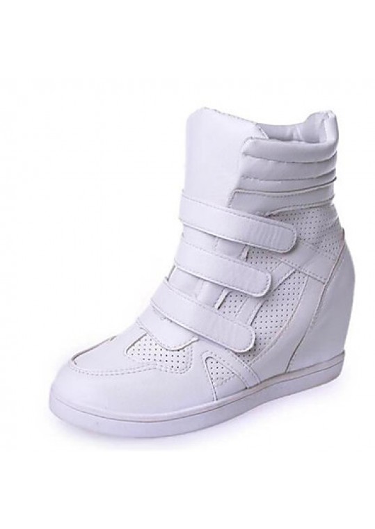 Women's Sneakers Spring / Fall Wedges Leatherette Outdoor / Casual Wedge Heel Buckle Black / White Others