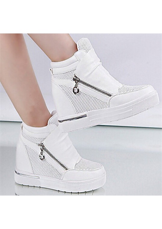 Women's ShoesFlat Heel Round Toe Fashion Sneakers Casual Black/White/Silver