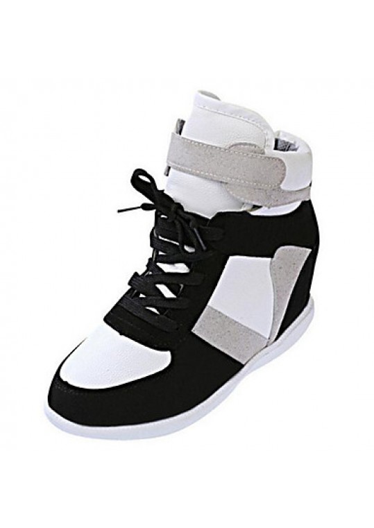 Women's Sneakers Spring / Fall Wedges Canvas Outdoor / Casual Wedge Heel Lace-up Black / Gray Others