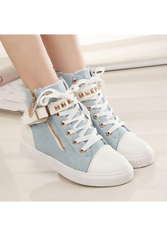 Women's Spring / Fall Canvas Casual Flat Heel Buckle / Zipper / Lace-up Black / Blue / White