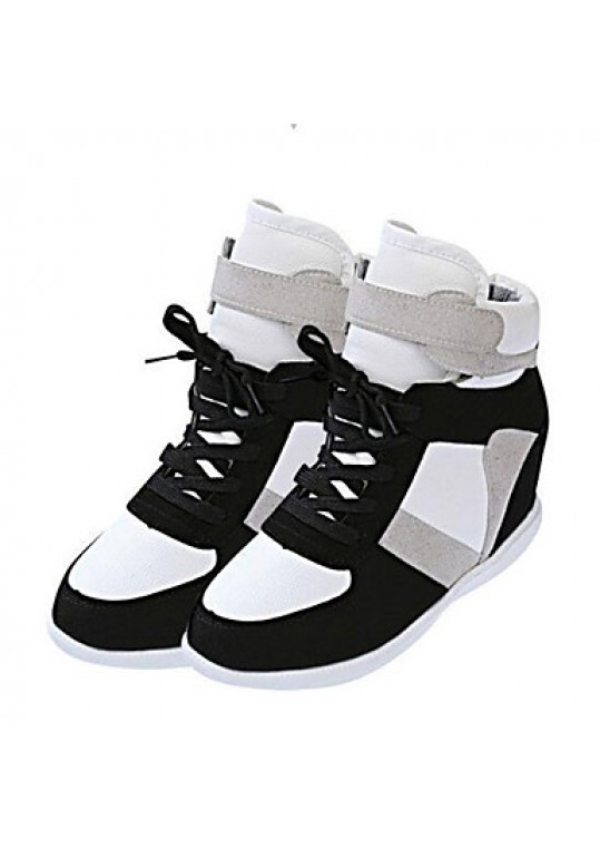 Women's Sneakers Spring / Fall Wedges Canvas Outdoor / Casual Wedge Heel Lace-up Black / Gray Others