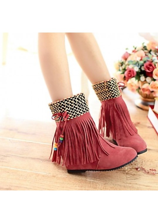 Women's Spring / Fall / Winter Round Toe Leatherette Casual Flat Heel Tassel Black / Brown / Yellow / Pink