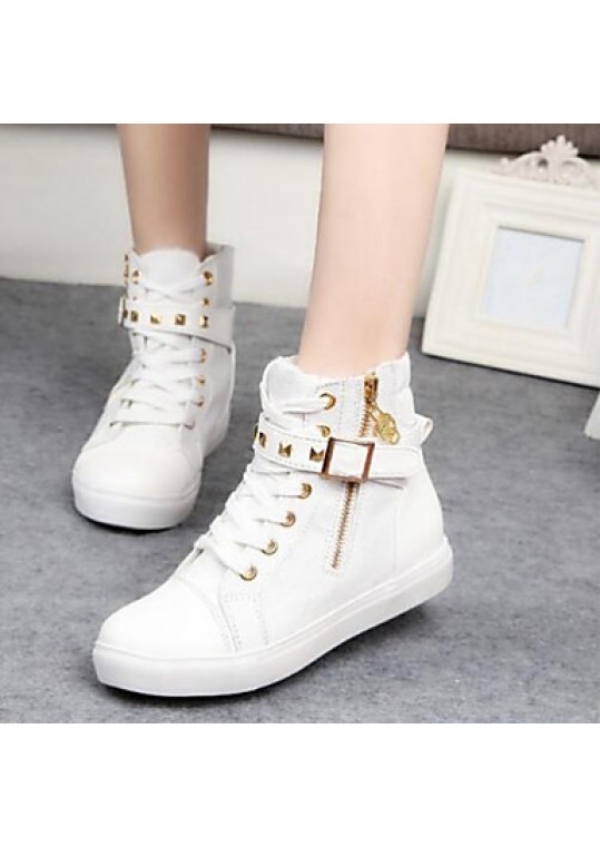 Women's Spring / Fall Canvas Casual Flat Heel Buckle / Zipper / Lace-up Black / Blue / White