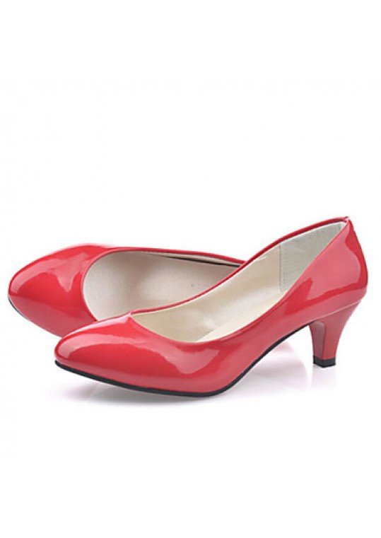 Women's Shoes Patent Leather Low Heel Heels / Comfort Heels Office & Career / Casual Black / Red / White / Beige