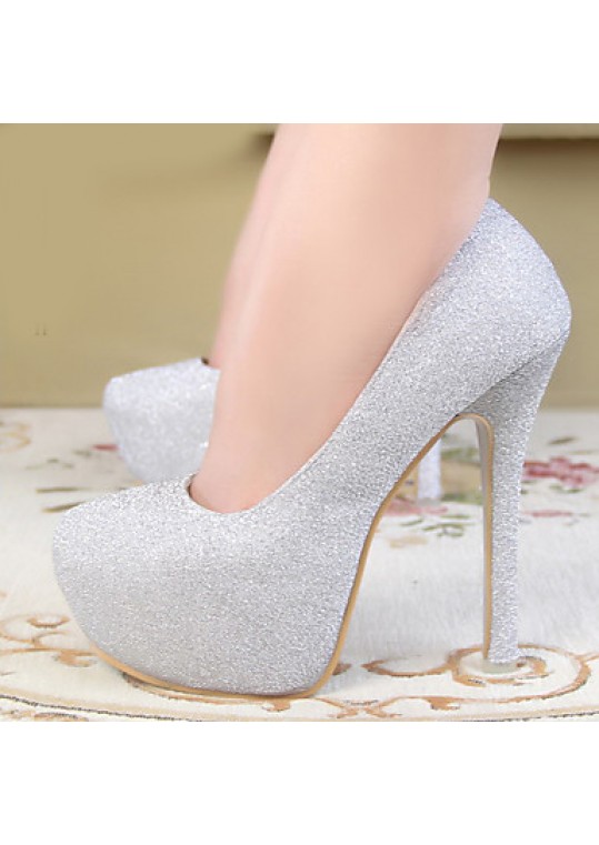 Women's Heels Spring / Fall Heels / Round Toe PU Dress Stiletto Heel Sequin Pink / Silver Others