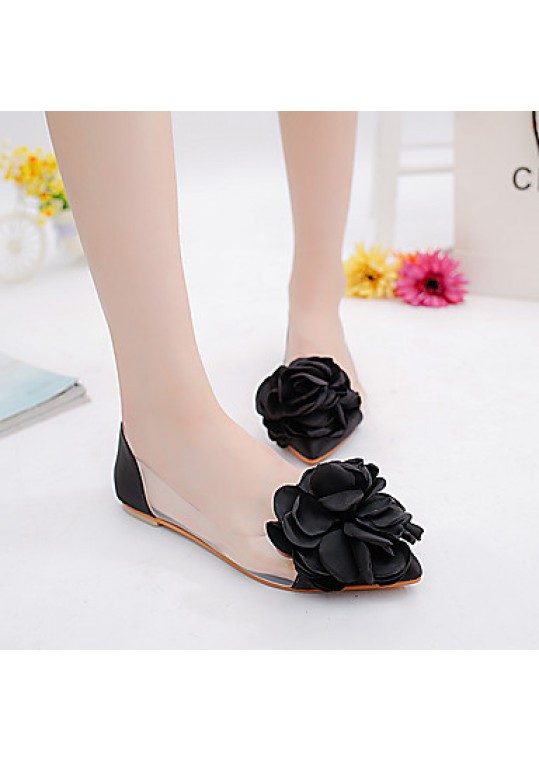 Women's Flats Spring / Fall Ballerina / Pointed Toe Leatherette Outdoor / Office & Career / Casual Flat Heel Applique