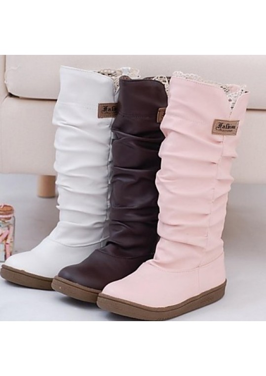 Women's Fall / Winter Fashion Boots Leatherette Dress Platform Black / Brown / Yellow / Pink / White