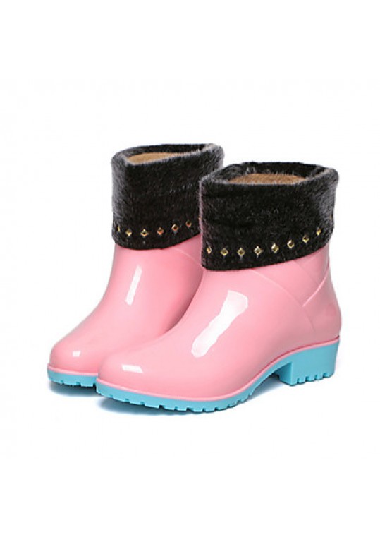 Women's Spring / Summer / Fall / Winter Rain Boots PVC Outdoor Low Heel Black / Blue / Pink