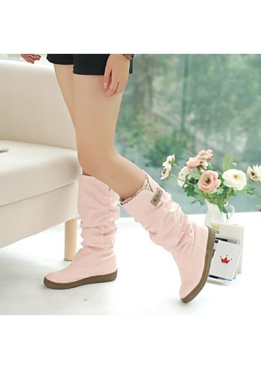 Women's Fall / Winter Fashion Boots Leatherette Dress Platform Black / Brown / Yellow / Pink / White