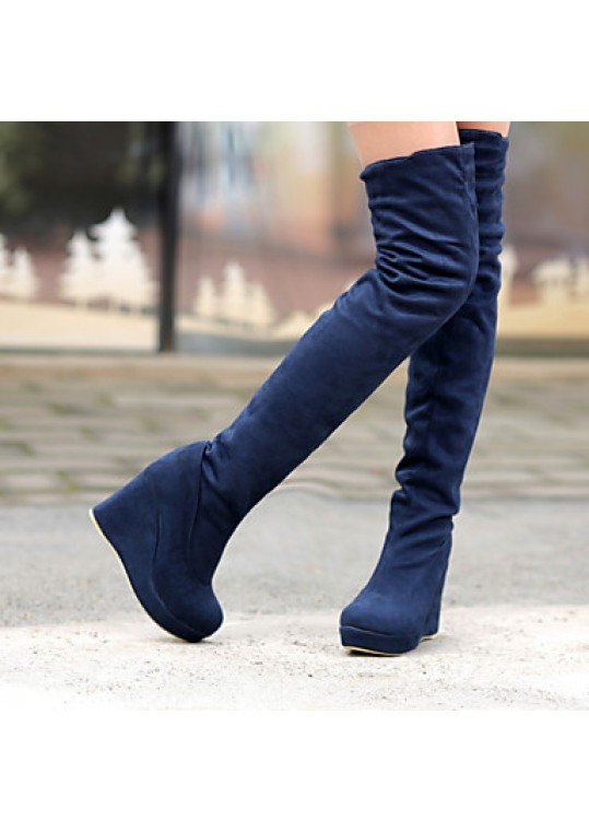 Women's Boots Spring / Fall / Winter Wedges / Fashion Boots Leatherette Outdoor / Casual Wedge Heel / Blue