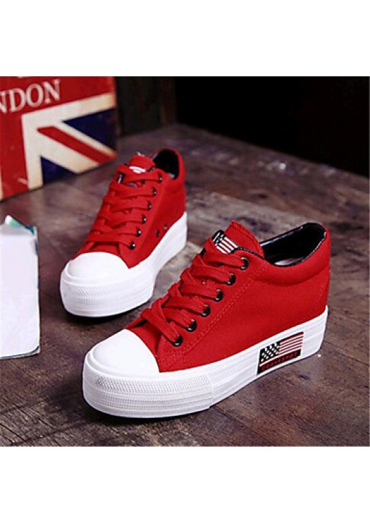 Women's Shoes Canvas Platform Comfort Fashion Sneakers Outdoor / Casual Black / Blue / Red / White