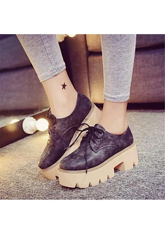 Women's Spring / Fall Creepers Leatherette Outdoor / Casual Platform Lace-up Black / Brown