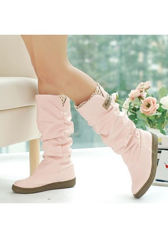 Women's Fall / Winter Fashion Boots Leatherette Dress Platform Black / Brown / Yellow / Pink / White