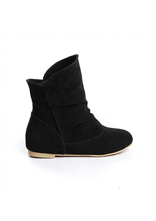 Women's Shoes Flat Heel Fashion Boots/Round Toe Boots Casual Black/Brown/Yellow/Red/Gray