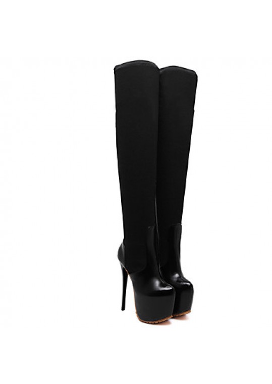 Women's Boots Spring/Fall /Winter Fashion Boots Synthetic Party & Evening / Casual Stiletto Heel Black Snow Boots