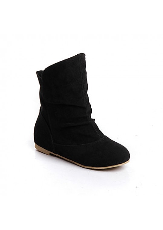 Women's Shoes Flat Heel Fashion Boots/Round Toe Boots Casual Black/Brown/Yellow/Red/Gray