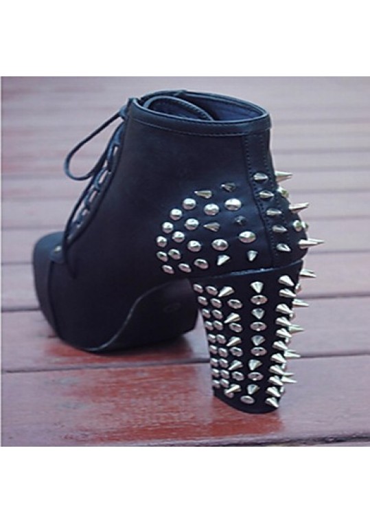 Women's Spring / Summer / Fall / Winter Heels / Closed Toe / Fashion Boots Leatherette Party & Evening / Dress Chunky HeelRivet / Lace-up