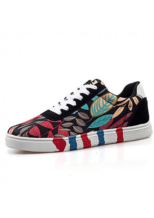 Women's Sneakers Spring / Fall Comfort Canvas Outdoor / Athletic / Casual Flat Heel Lace-up Black / Blue / Red Sneaker