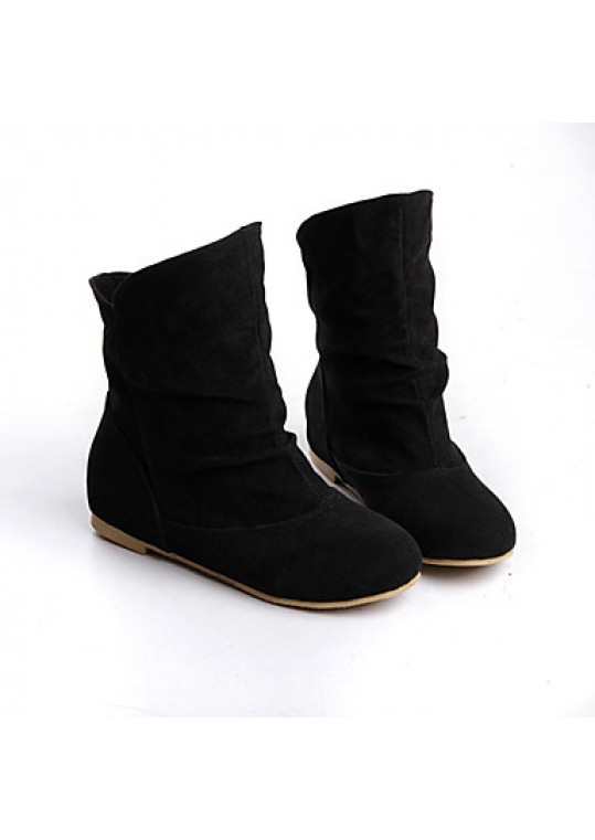 Women's Shoes Flat Heel Fashion Boots/Round Toe Boots Casual Black/Brown/Yellow/Red/Gray