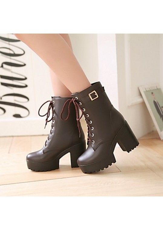 Women's Shoes Leatherette Chunky Heel Platform / Riding Boots Boots Outdoor / Office & Career / Casual