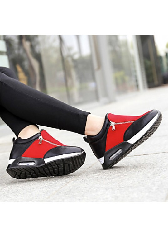 Women's Spring / Summer / Fall / Winter Platform / Creepers Leatherette Outdoor / Casual / Athletic Flat Heel Zipper / Chain Black / Red