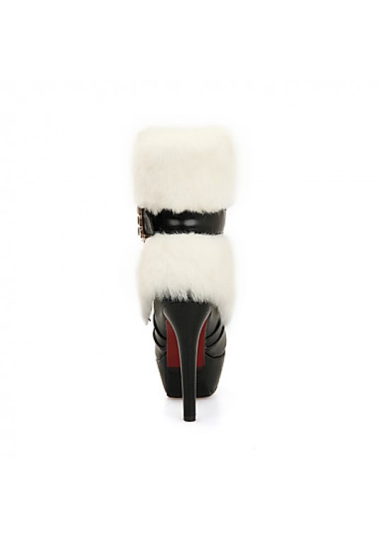 Women's Boots Fall / Winter Fashion BootsCasual Stiletto Heel Fur Black / White Others