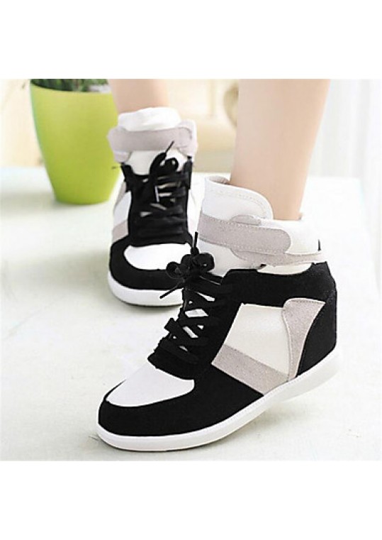 Women's Sneakers Spring / Fall Wedges Canvas Outdoor / Casual Wedge Heel Lace-up Black / Gray Others