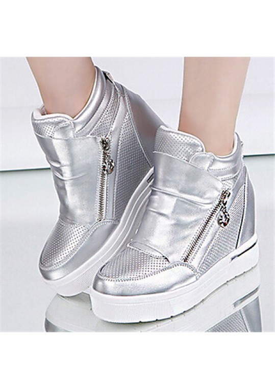 Women's ShoesFlat Heel Round Toe Fashion Sneakers Casual Black/White/Silver